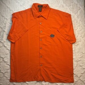 Antigua Florida Gators Button Up Short Sleeve Shirt Pocket Orange XL